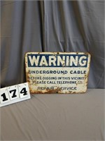 Warning Underground Cable Porcelain Sign