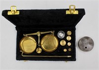 Vintage Brass Jewelers Scale Set w/ Case