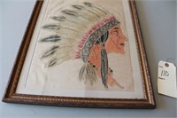 Stunning Native American handpainted on silk art
