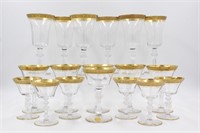 Set 18 Tiffin Gold Trim Crystal Wine Glasses