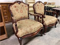 Pair of oversized Queen Anne chairs
