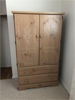 Vintage Entertainment Cabinet with Wheat Pattern