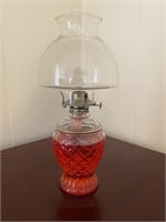 Vintage Glass Oil Lamp w/ Glass Shade