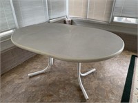 Vintage Oval Metal Table w/Glass Top