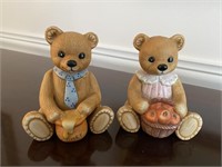 Pair of Vintage Porcelain Teddy Bears