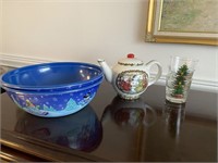 Holiday Bowls, Teapot & Glasses