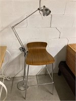 Wood/metal stool, metal floor lamp
