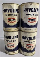 Unopened 1 Qt. Texaco Havoline Motor Oil Cans,