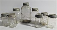 Variety of Vintage Mason Jars with lids, sizes