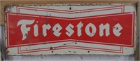 Firestone Metal Advertising Sign, 25"W x 10"T