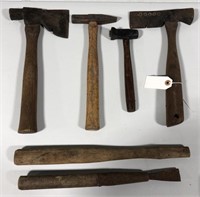 Lot w/ Various Hammers and Handles