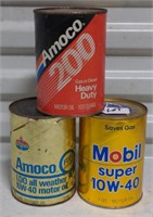 Vtg Oil Cans, Includes Amoco 200, Mobil Super