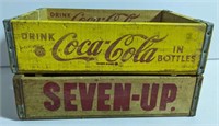 Vintage Wood Soda Crates, Coca-Cola and Seven-Up