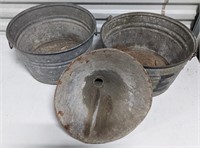 Two Galvanized Buckets, Both Measure 14in in