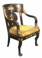 FRENCH ARM CHAIR WITH DOLPHIN ARMS & ORMOLU