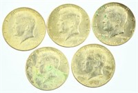Lot #167 - 5 1964 Kennedy Silver Half Dollars