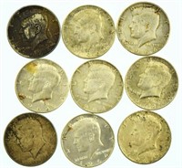 Lot #186 - Nine 1964 Kennedy Silver Half Dollars