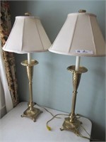 PAIR OF TALL BRASS CANDLESTICK LAMPS