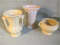 LOT OF 3 YELLOW VASES 1 MCCOY 2 UNSIGNED