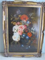 OIL ON CANVAS, FRAME FLORAL, SIGNED CIRCA 1980S