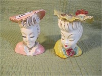 PAIR OF HEAD VASES 6.5H