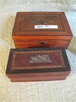 LOT OF 2, WOODEN BOXES WITH INLAY