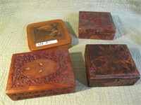 LOT OF 4 CARVED BOXES