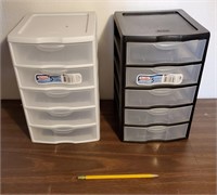 2 Small 5 Drawer Plastic Organizers