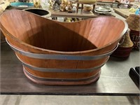 Heavy wooden tub, 24w x 16d x 12h