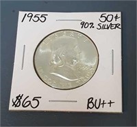 1955 Franklin Silver Half Dollar- Graded BU++