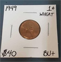 1949 Lincoln Wheat Penny- Graded BU+