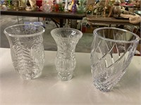 2 lead crystal vases, hurricane globe