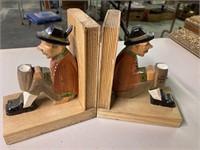 Hand carved Swiss mountain man bookends