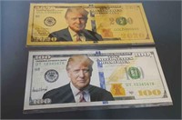 (2) Donald Trump Foil Novelty Bills