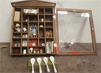 Wooden Display Shelf with  Thimbles, Collectors