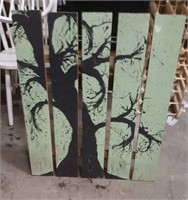 Wooden Sign with  Tree Painting