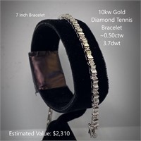 10kt Diamond Tennis Bracelet, ~0.50ctw, 3.7dwt