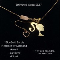 18kt Barbie Necklace w/ Diamond Accent