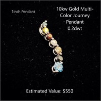 10kt Multi-Stone Journey Pendant, 0.2dwt