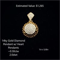 14kt Diamond Pendant, ~0.30ctw, 2.0dwt