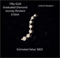 10kt Graduated Diamond Journey Pendant, ~0.5dwt