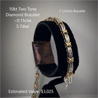 10kt Two Tone Diamond Bracelet, ~0.15ctw, 5.7dwt