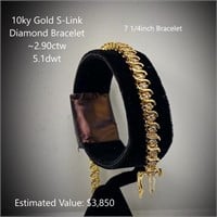 10kt Diamond S-Link Bracelet, ~2.90ctw, 5.1dwt