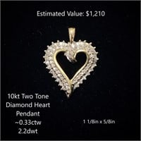 10kt Diamond Heart Pendant, ~0.33ctw, 2.2dwt