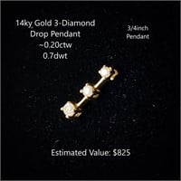 14kt Diamond Drop Pendant, ~0.20ctw