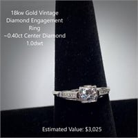 18kt Vintage Diamond Engagement Ring