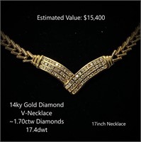 14kt Diamond V-Necklace, ~1.70ctw, 17.4dwt