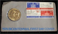 1974 Amer/Revol Bicentennial First Day Coin & Meda