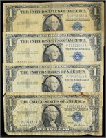 (4) $1 Silver Certificates, Blue Seal, 1957 & 1957