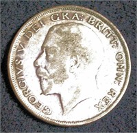 1923 English Half-Crown Coin, 50% Silver